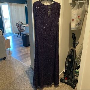 Adrianna Papell Deep Purple Sequin Gown